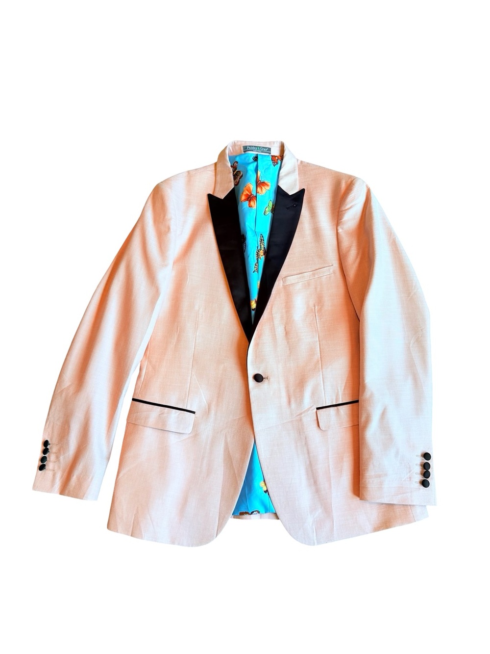 Paisley & Gray Pink Black Tuxedo Jacket Blazer Party Wedding Size 42R Men's
